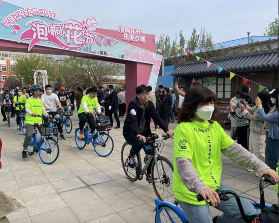 新博官方：共享单车车篮里开出鲜花 北京亦庄迎来泡桐花盛宴